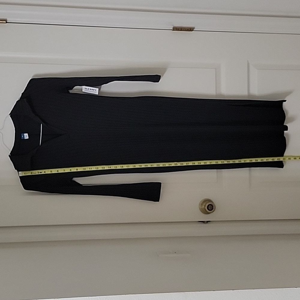 Old Navy Black Fitted Rib-Knit Polo Dress, Long Sleeve, Size XS, NEW with Tag - Picture 8 of 14